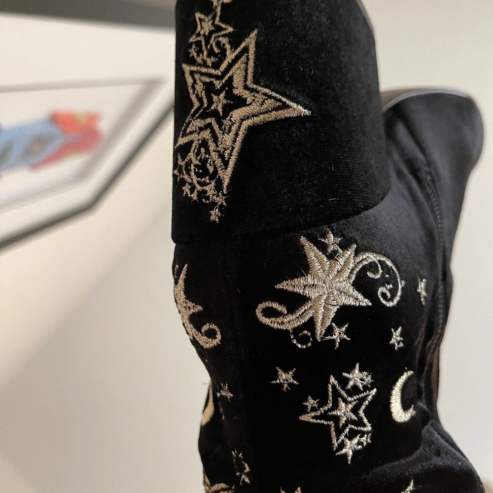 ASH Eros Black Velvet Star Over the Knee Boots - Picture 14 of 16